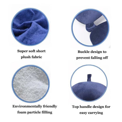 1pc Travel Pillow Neck Pillow Airplane Pillow Traveling Car Home Office Travel Neck Flight Pillow Snap Strap Soft Cover Beauty World Shop
