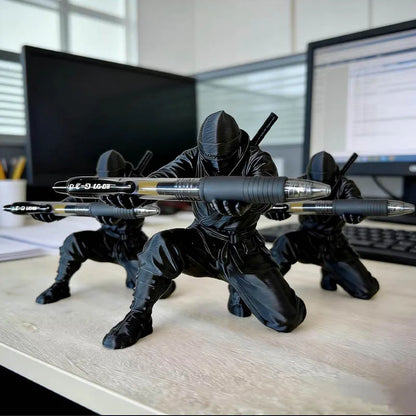 Desktop Art 3D Printed Ninja Pen Holder Unique Figurine Stationery Organizer Pencil Figurines Desk Decor Craft For Pen Storage Beauty World Shop