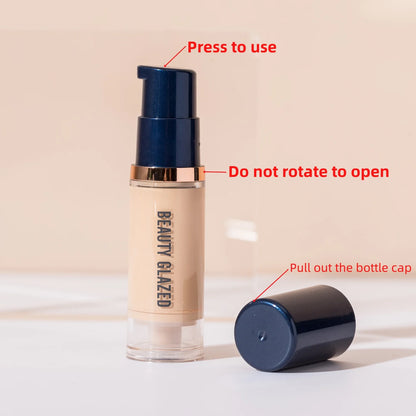 BEAUTY GLAZED 6 Color Liquid Foundation,Full Coverage, Long-Lasting, Waterproof, Natural Effect,Hydrating Beauty Fashion