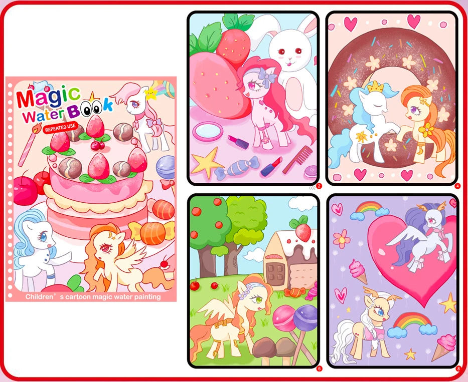 NEW Kids Magic Water Drawing Books Coloring Books Painting Toys for Kids Birthday Christmas New Year Gift for Boys and Girls Beauty Fashion