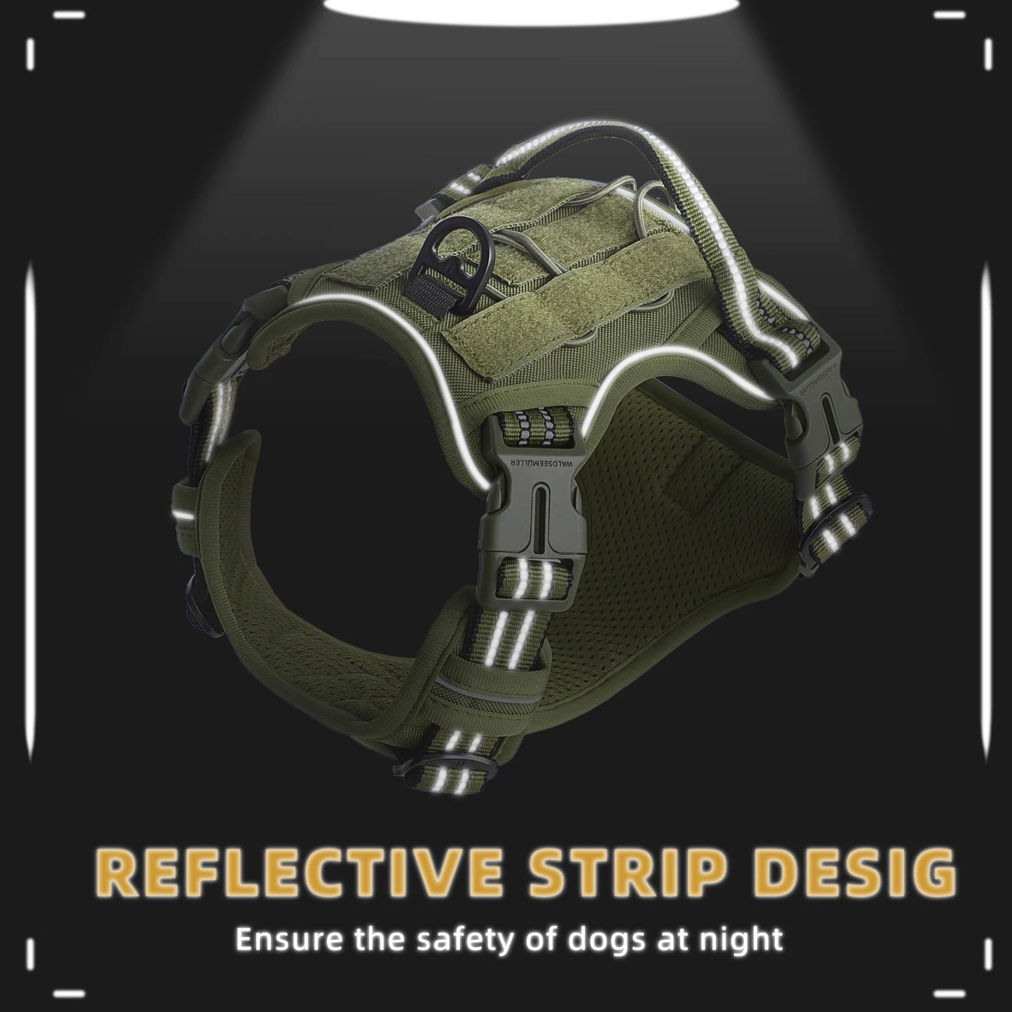 Tactical Dog Harness, No Pull Dog Harness, Adjustable Breathable MOLLE Dog Vest Harness for Medium Large Dog Reflective Military Beauty World Shop