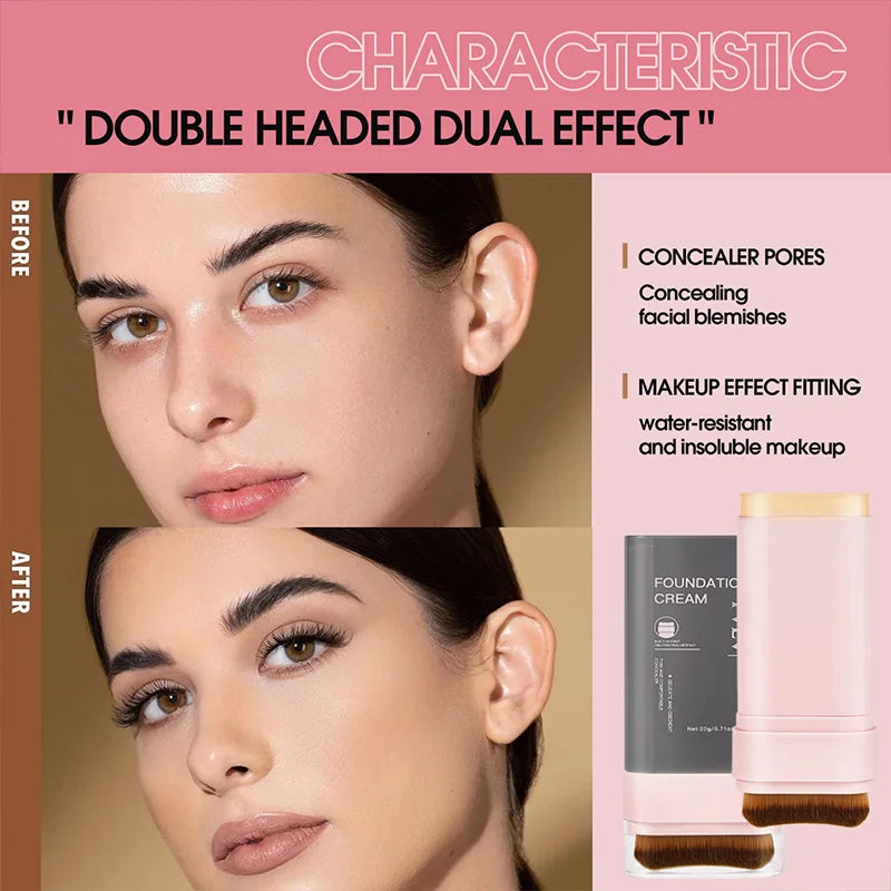 TVLV Concealing Foundation Stick: 5 Shades with Built-In Brush - Cream Finish, Lightweight and Waterproof Formula, Beauty Trend Shop