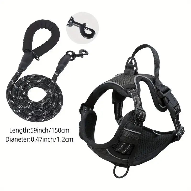Service Dog Harness Front Clip Heavy Duty Reflective Easy Control Handle for Large Dog Walking，Easy to Control for Small Medium