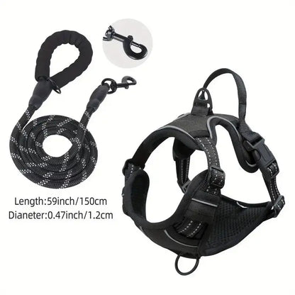 Service Dog Harness Front Clip Heavy Duty Reflective Easy Control Handle for Large Dog Walking，Easy to Control for Small Medium