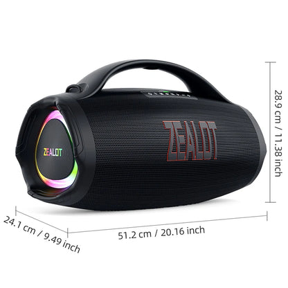 ZEALOT S98 160W Portable Bluetooth Speaker High Volume Waterproof 36000mAh Wireless TWS Subwoofer Suporrt USB/TF/AUX RGB light