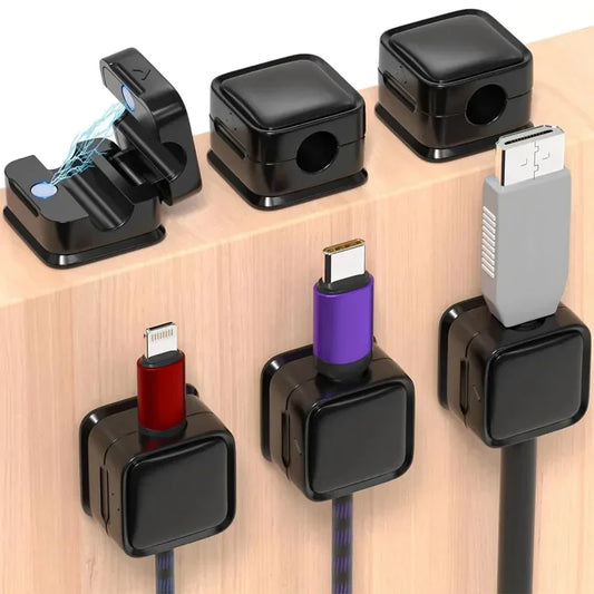 6PCS Magnetic Cable Clips Cable Smooth Adjustable Cord Holder Under Desk Cable Management Wire Keeper Cable Organizer Holder Beauty Trend Shop