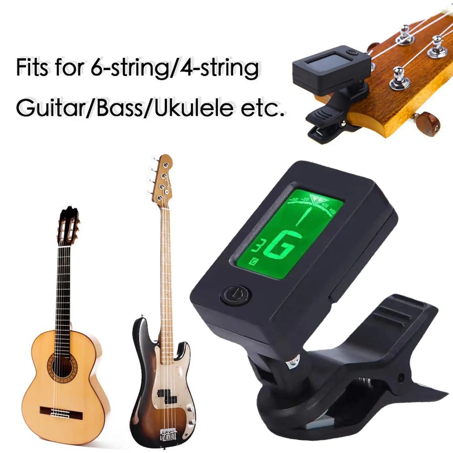 Gitaar Tuner Apparaat 12-Tone Ukelele Bas Viool Tuner Draagbare Automatische Trillingen Transmissie Instrument Tuner Accessoire Beauty Trend Shop
