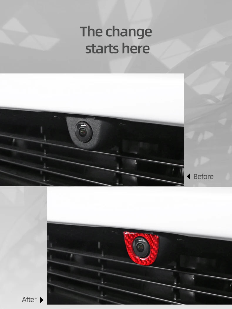 For Tesla Model Y Juniper 2025- Carbon Fiber Car Styling Head Front Camera Protector Stickers Trim Auto Decoration Accessories Beauty World Shop