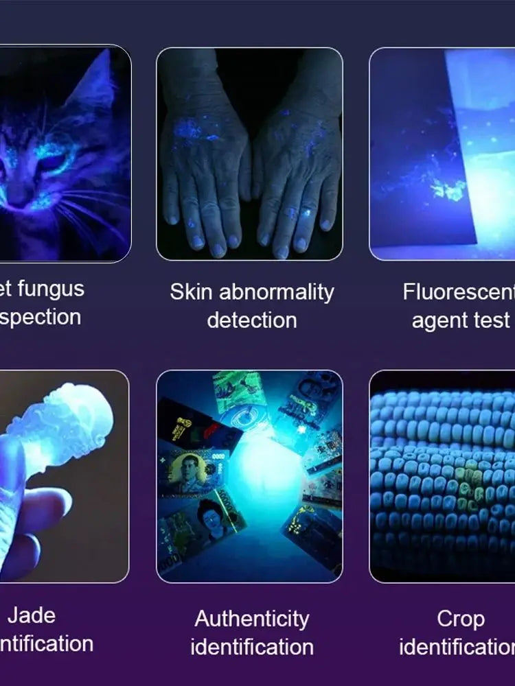 365nm Mini UV Led Blacklight Flashlight Usb Rechargeable Nail lamp Pet Stain Leakage Marker Ore Money Scorpion Detection lights Beauty World Shop