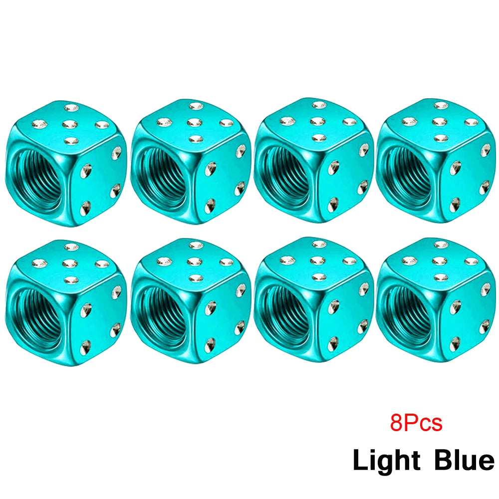 Aluminum Dice Tire Valve Caps Dustproof Car Truck Motocycle Bike Dice Wheel Stem Tyre Tire Wheel Stem Air Valve Dust Cap Cover Beauty World Shop