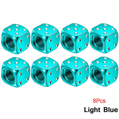 Aluminum Dice Tire Valve Caps Dustproof Car Truck Motocycle Bike Dice Wheel Stem Tyre Tire Wheel Stem Air Valve Dust Cap Cover Beauty World Shop