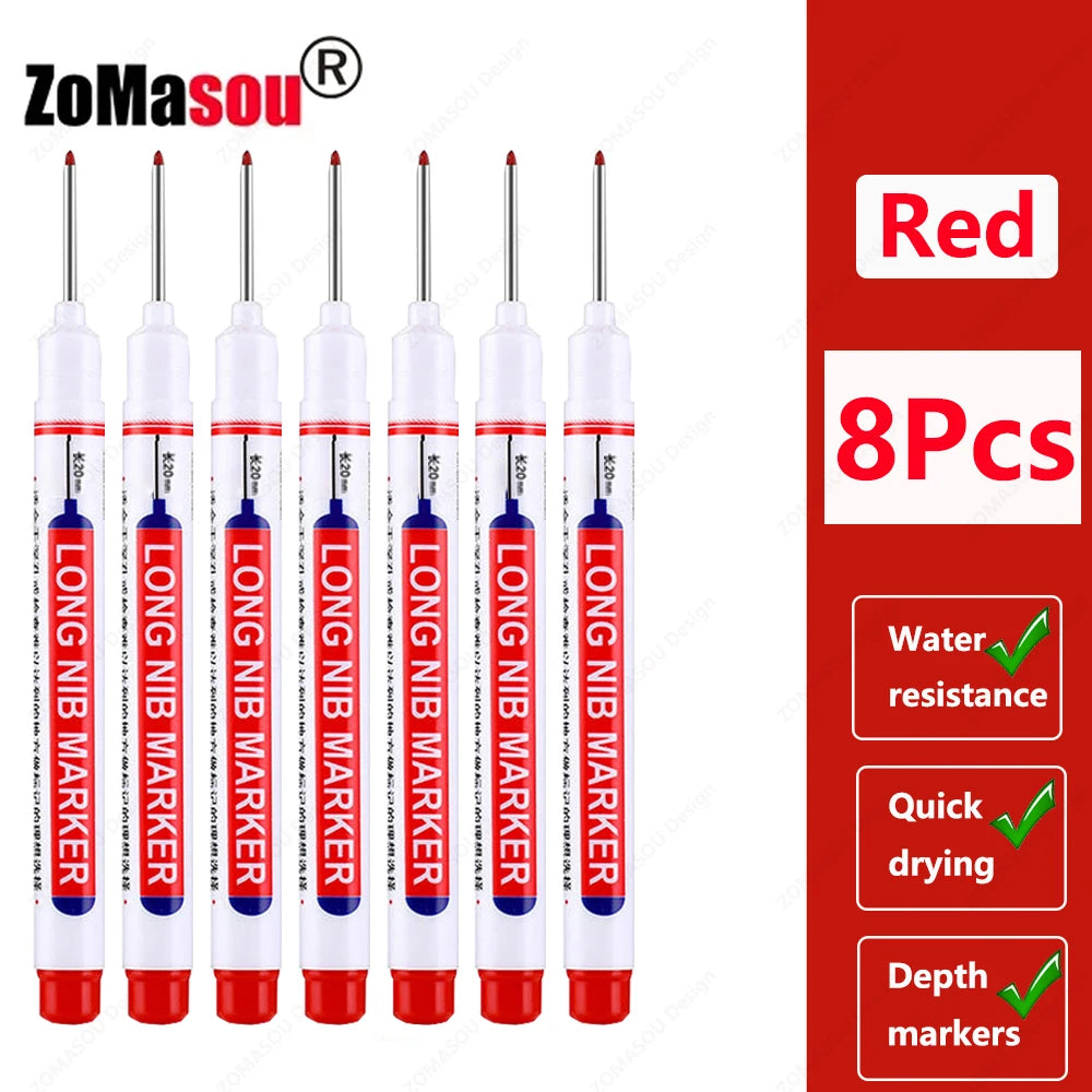 1-100Pcs 2cm Waterproof Long Head Markers Deep Hole Marker Pen for Metal Carpenter Red/Black/Blue/Green Ink Woodworking Tools Beauty World Shop