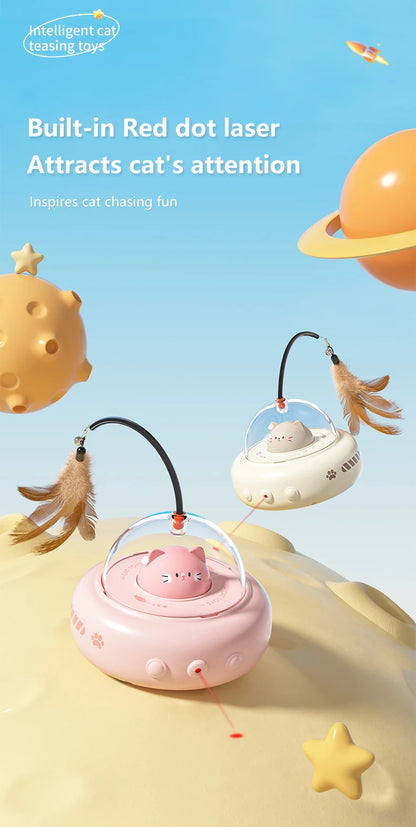 Smart Teaser Cat Toy Electric UFO Cat Teaser Stick With Bell Training Pet Toys Replaceable Feather Interactive Cat Supplies Beauty World Shop