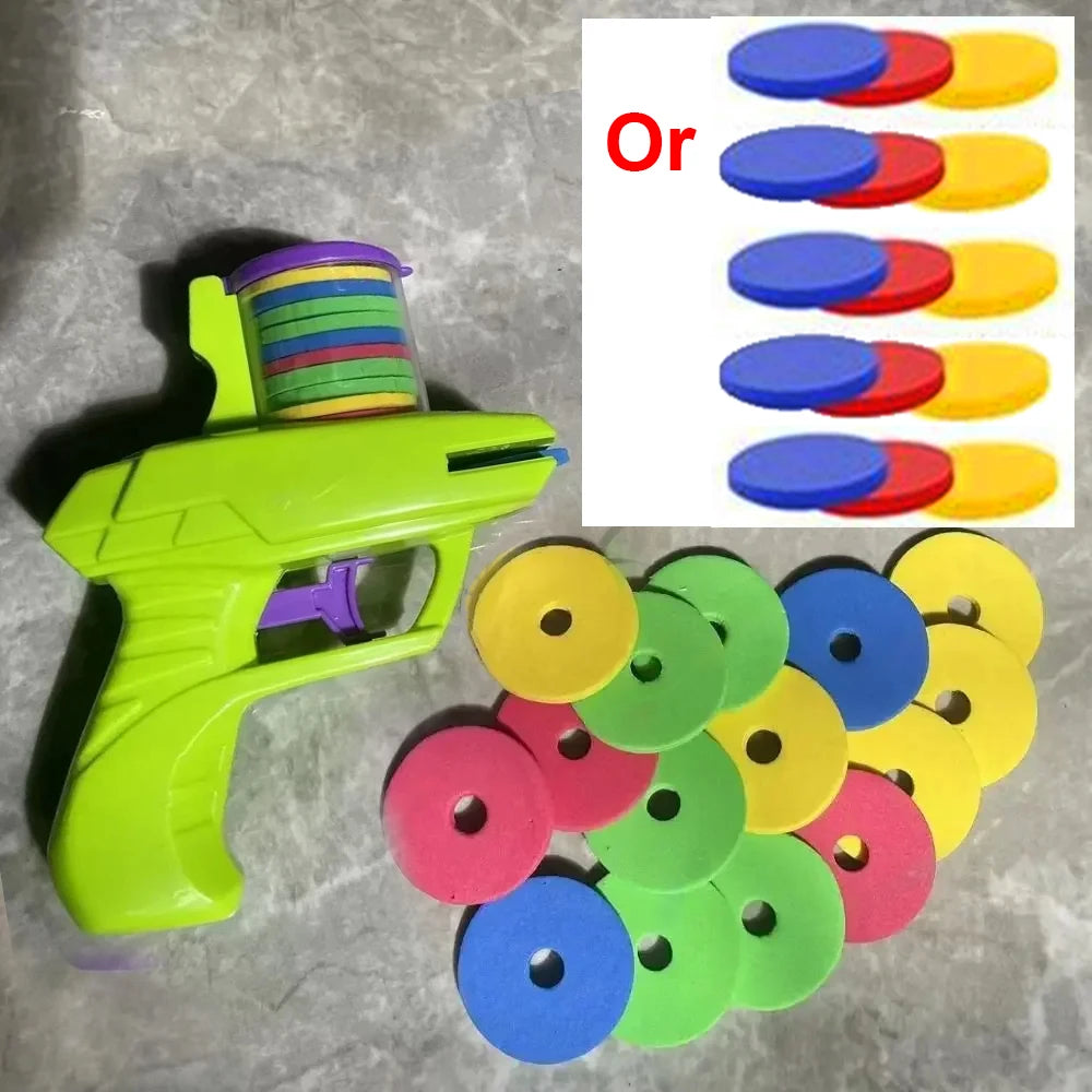 Kids Outdoor Game Foam Disc Gun Toy Flying Disc Shooting Launcher Gun Double Parent-child Interactive Children Toy Beauty World Shop