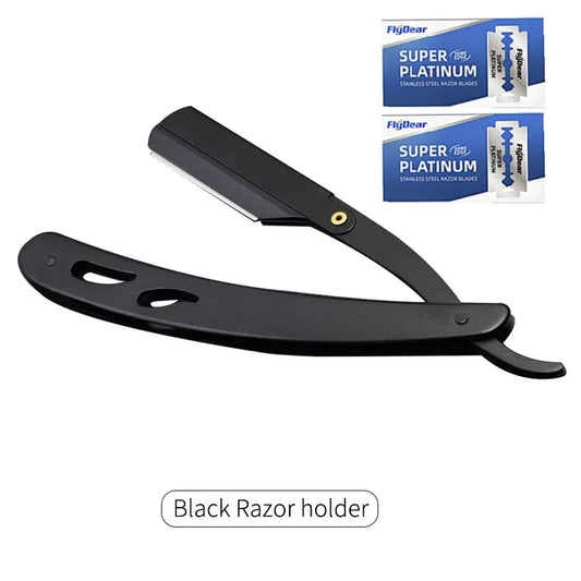 Men Shaving Barber Razor Black Classic Folding Shaving Knife Armpit Hair Pubic Hair Shaver Stainless Steel Straight Razor Holder Beauty World Shop