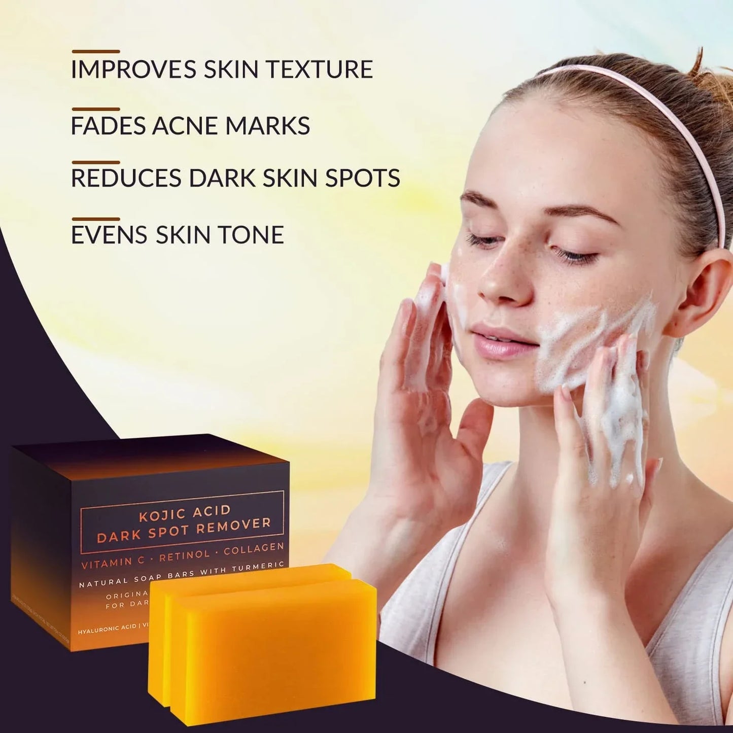 Kojic Acid Dark Spot Remover Whitening Soap Handmade Skin Care Deep Cleaning Moisturizing Cleansing Essential Soap Brighten Skin Beauty Trend Shop