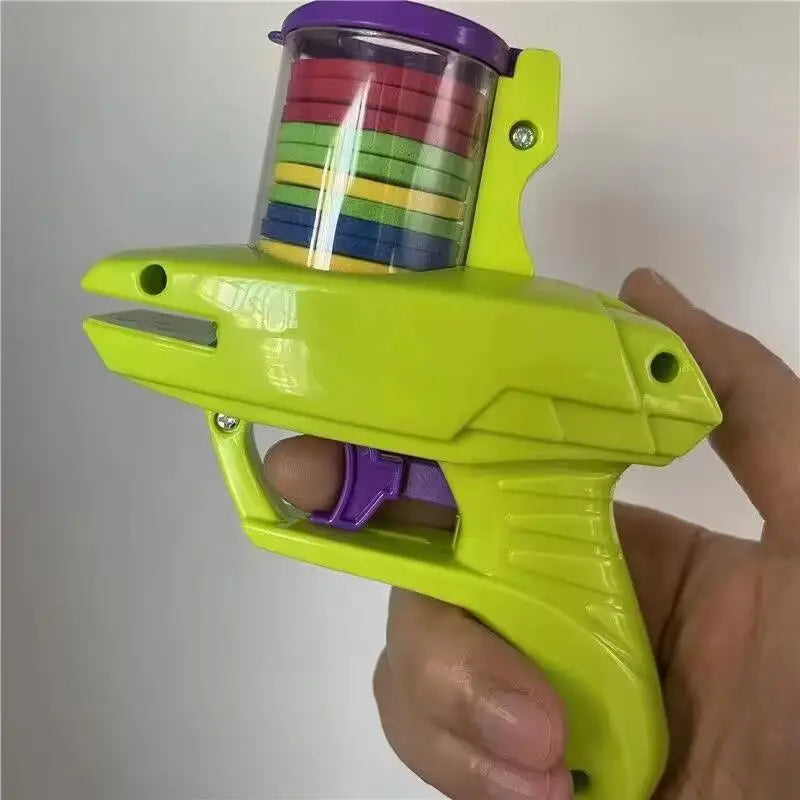 Kids Outdoor Game Foam Disc Gun Toy Flying Disc Shooting Launcher Gun Double Parent-child Interactive Children Toy Beauty World Shop