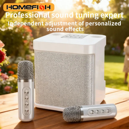 YS203 Portable Bluetooth Speaker, dual-microphone wireless Karaoke all-in-one machine, outdoor family party Bluetooth speaker