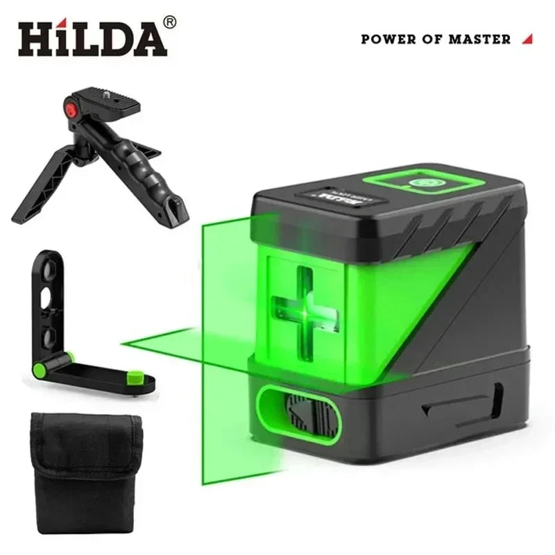 HILDA 2 Lines Laser Level Self Levelling Green Beams Laser Horizontal Vertical Cross Line Mini Laser Level Beauty World Shop