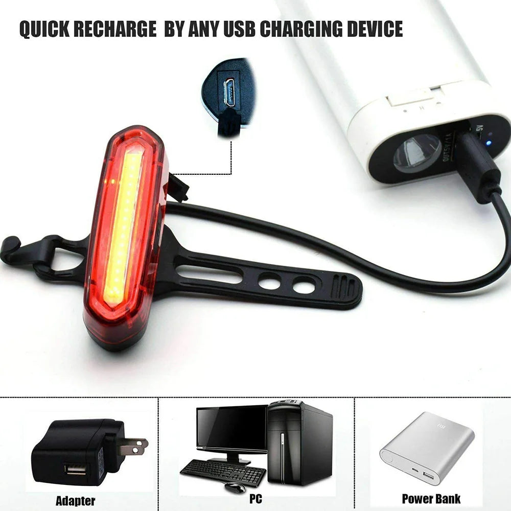 Bicycle Tail Light Night Cycling Outdoor USB Rechargeable MTB Road Bike Rear Lamp COB LED Cycling Bicycle Safety Warning Lights Beauty World Shop