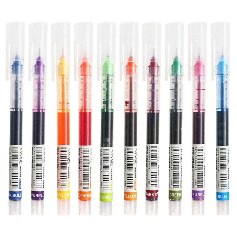 10Pcs High Quality Needle Type Gel Pen Straight Liquid Ballpoint Pens Perfect Kawaii Stationery for School/Office Writing Supply Beauty World Shop