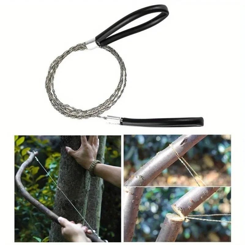 1PC portable stainless steel wire saw with finger handle, Pocket Manual chain saw for outdoor camping hiking survival Beauty World Shop