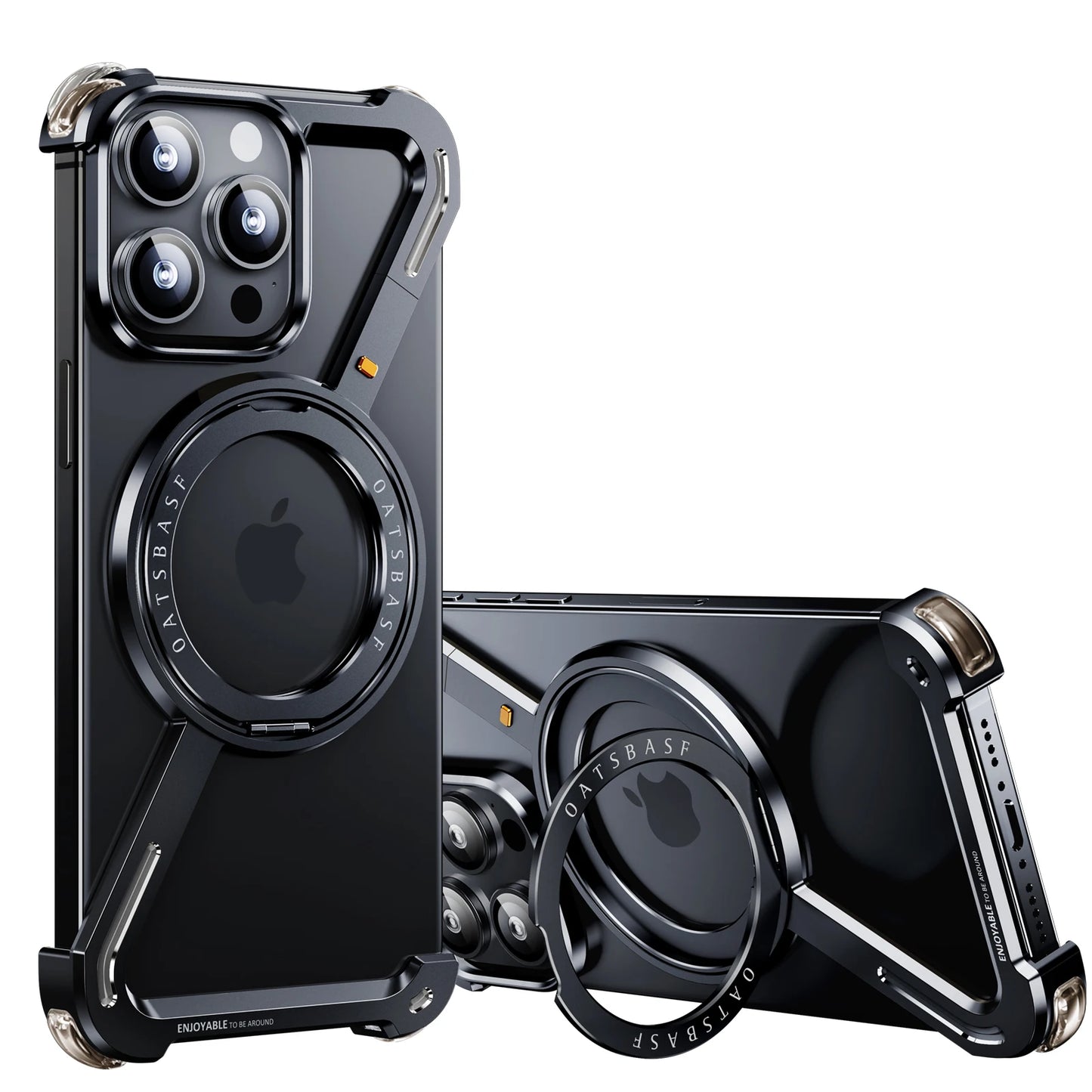 Oatsbasf Z Shape Metal Phone Case for iPhone15 /16 Pro Max Phone Protective Cover Shockproof Bumper w/360° Rotation Holder Beauty World Shop