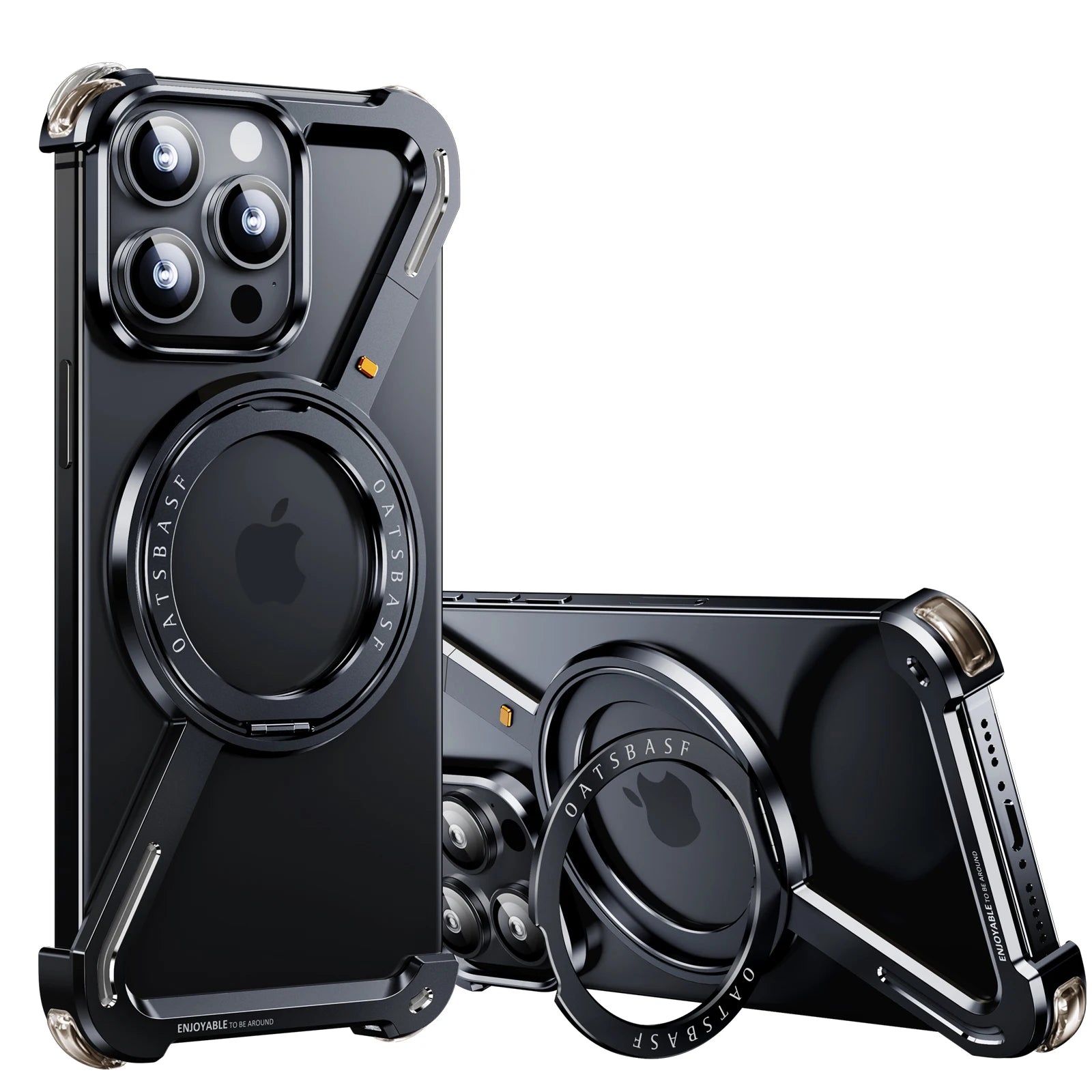 Oatsbasf Z Shape Metal Phone Case for iPhone15 /16 Pro Max Phone Protective Cover Shockproof Bumper w/360° Rotation Holder Beauty World Shop
