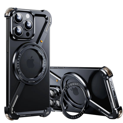 Oatsbasf Z Shape Metal Phone Case for iPhone15 /16 Pro Max Phone Protective Cover Shockproof Bumper w/360° Rotation Holder Beauty World Shop