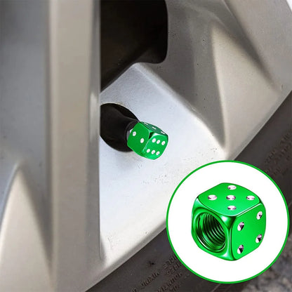 Aluminum Dice Tire Valve Caps Dustproof Car Truck Motocycle Bike Dice Wheel Stem Tyre Tire Wheel Stem Air Valve Dust Cap Cover Beauty World Shop