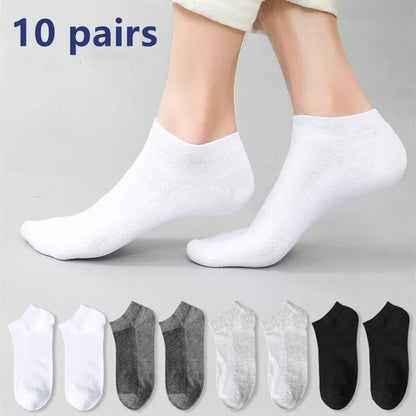 Men's Mid-Calf Cotton Socks 10/5/3 Pairs | Soft Breathable All-Season Crew Socks Solid Color for Daily Work, Sports &Casual Wear Beauty World Shop