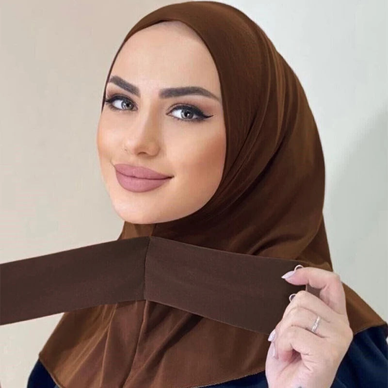 Ready To Go Full Cover Inner Instant Hijab for Ladies Girls Women With Tie Back Buttons Premium Quality Jersey Scarf Beauty World Shop