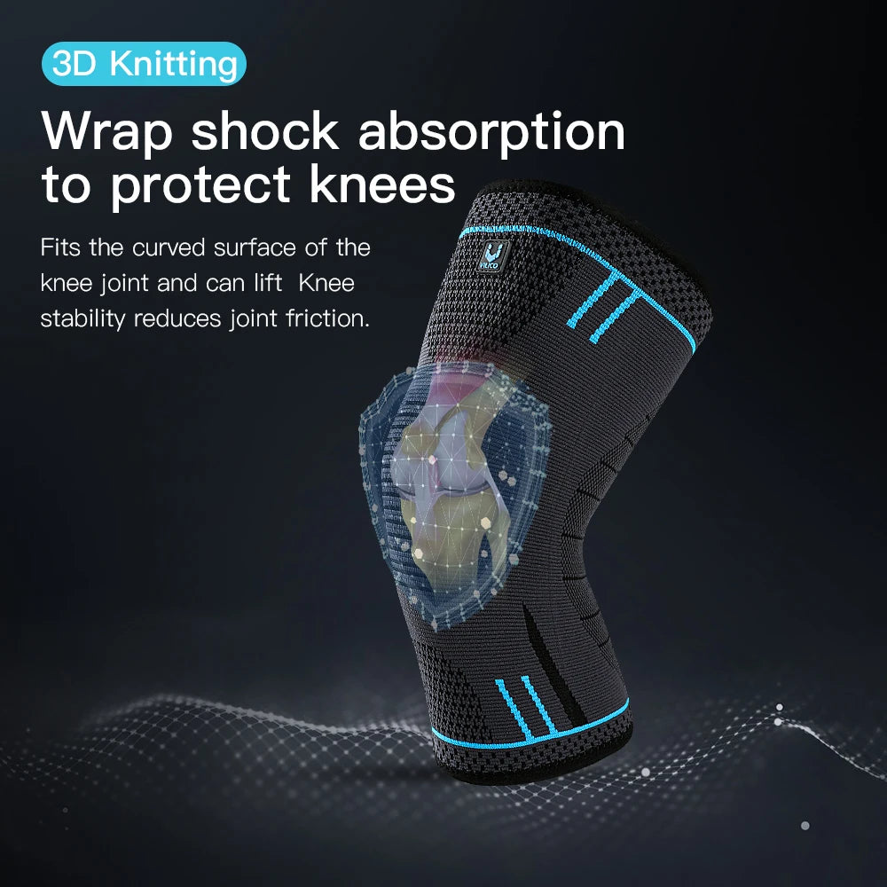 1 Pcs Compression Knee Support Sleeve Elastic Breathable Knee Pads Brace Springs Gym Sports Protector Basketball Volleyball Run Beauty World Shop