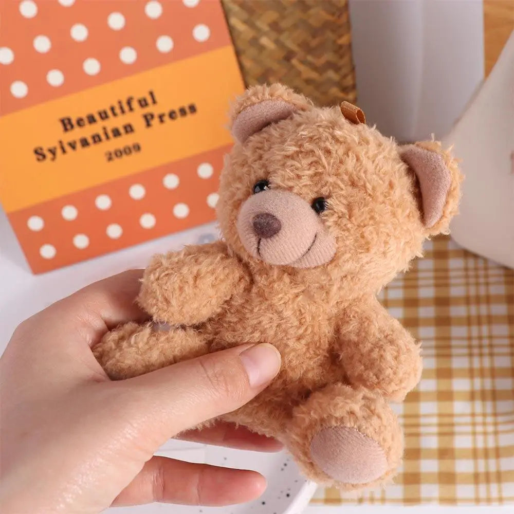 Stuffed Animals Plush Little Bear keychain Plush Doll Animal Bear Curly Plush Sitting Doll Couple Toy Soft Bear Bag Pendant Beauty World Shop