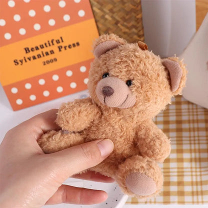 Stuffed Animals Plush Little Bear keychain Plush Doll Animal Bear Curly Plush Sitting Doll Couple Toy Soft Bear Bag Pendant Beauty World Shop