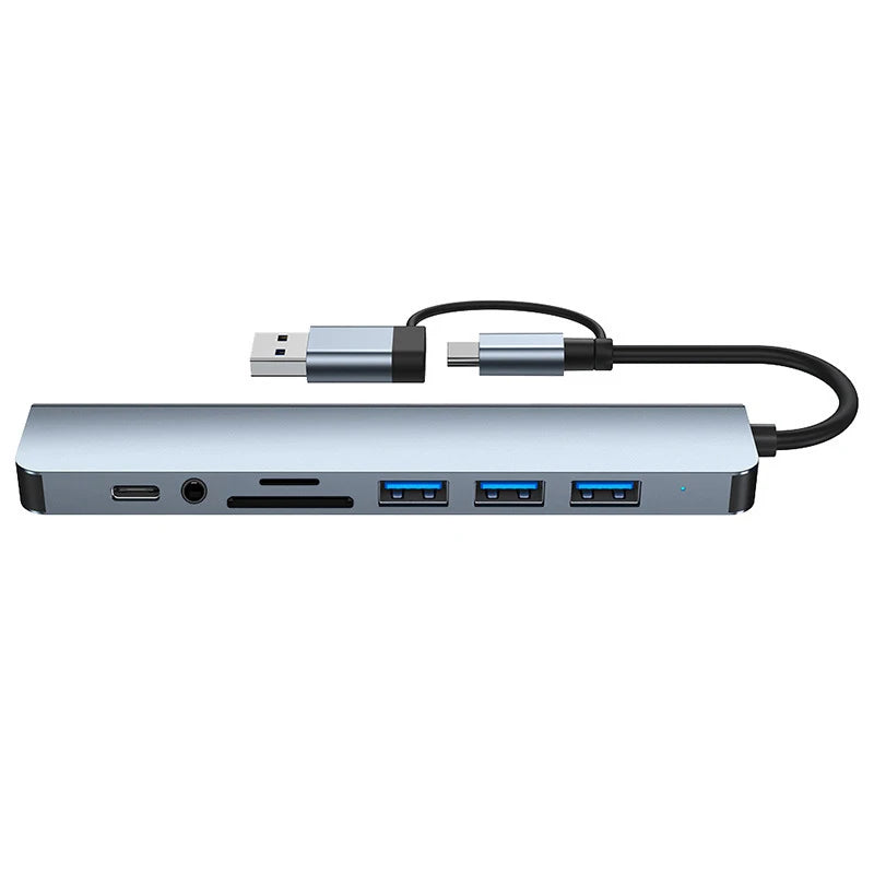 8 in 2 USB +Type C HUB Docking Station with 3.5mm Audio Jack Adapter Micro SD Card Reader Laptop Tablet Phone Disk Converter Beauty World Shop