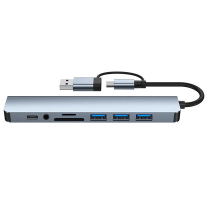8 in 2 USB +Type C HUB Docking Station with 3.5mm Audio Jack Adapter Micro SD Card Reader Laptop Tablet Phone Disk Converter Beauty World Shop
