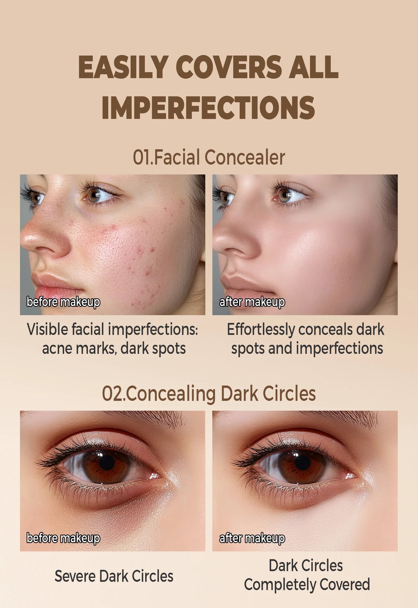 Waterproof Full Coverage Concealer for Tattoos, Scars - Natural Finish Foundation for All Skin Tones & Types Beauty World Shop