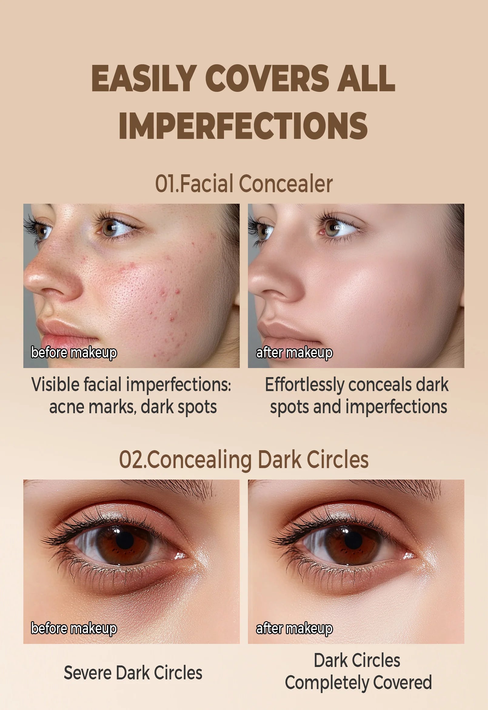 Waterproof Full Coverage Concealer for Tattoos, Scars - Natural Finish Foundation for All Skin Tones & Types Beauty World Shop