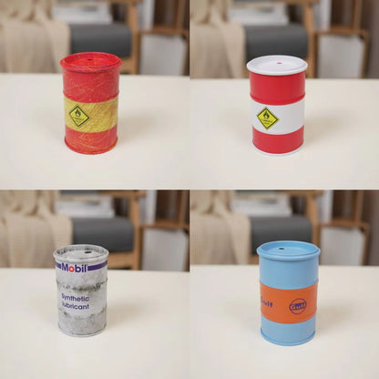 Chemistry Oil Drum Model Iron Mini Oil Drum Model War Games Scene Model Storage Box Desktop Decoration Car Model for Boys Gifts Beauty World Shop