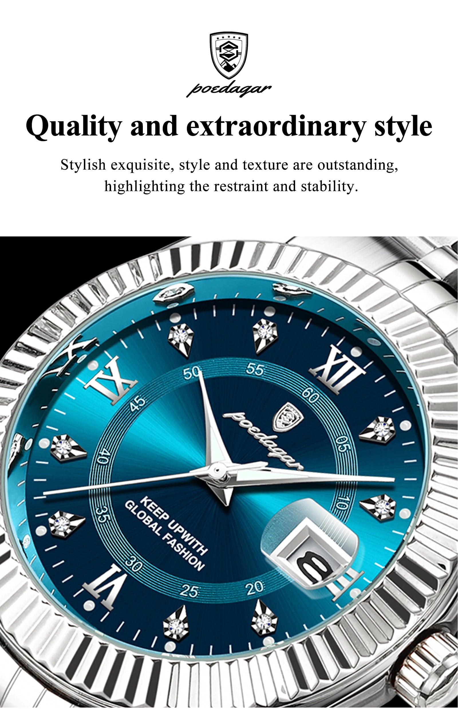 POEDAGAR Original Men Wristwatch Waterproof Luminous Date Business Man Clock Stainless Steel Quartz Military Men's Watches Reloj Beauty World Shop