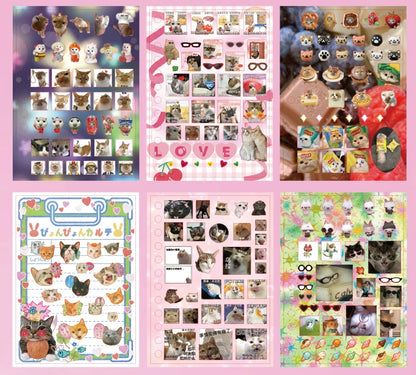Cute Pets Theme Sticker Book 30 Sheets/Bag with Ring Binding for Scrapbooking DIY Collage Material Background Decoration Beauty World Shop