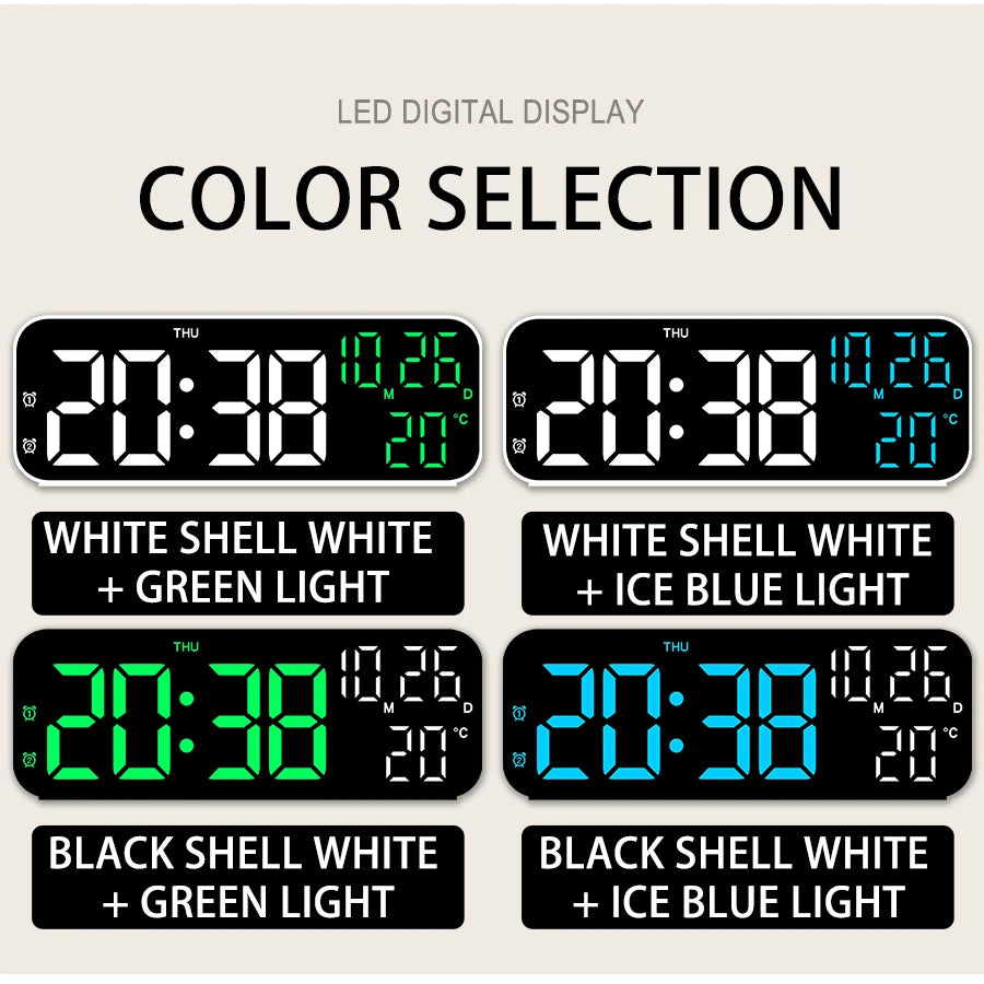 Digital Alarm Clock Temperature and Date Week Display Night Mode Table Clock Voice Control 12/24H Electronic LED Alarm Clocks Beauty World Shop