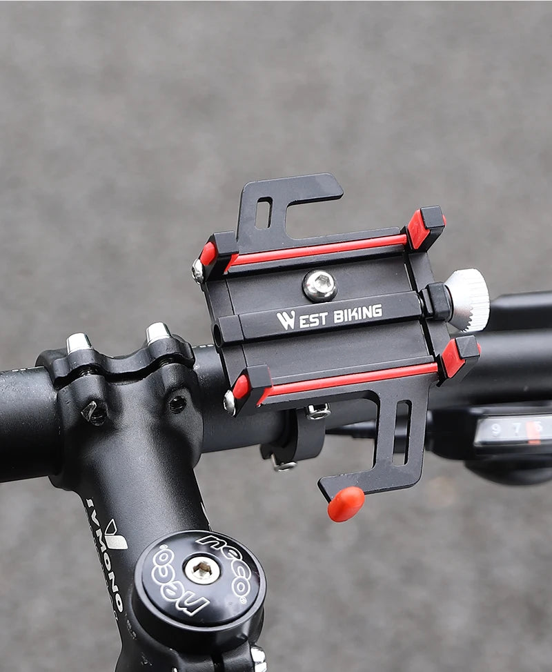 WEST BIKING Bicycle Mobile Phone Holder 360° Rotatable  Aluminum Alloy Phone Holder Five Claws Adjustable MTB Road Bike Bracket Beauty World Shop