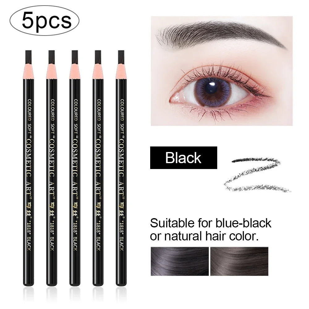 5pcs Professional Microblading Pencil Permanent Eyebrow Pencil Tattoo Waterproof Art Tint Makeup Eye Brow Pen Enhancers Cosmetic Beauty Trend Shop