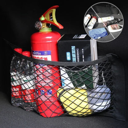 Car Storage Net Stretchable Mesh Pocket Net Magic Elastic Sticker Universal Rear Mesh Trunk Seat Bag Pocket Cage Auto Organizer Beauty World Shop