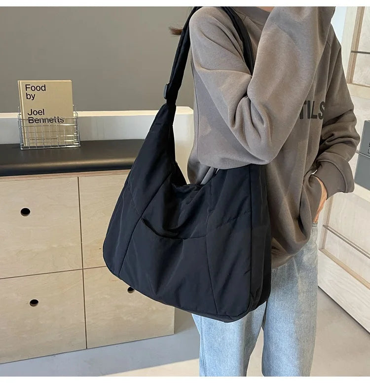 Trendy Women's Soft Cloth Shoulder Bag Solid Color Student 2026 Spring Y2k Casual Style Big Handbags Crossbody Bags for Women Beauty World Shop