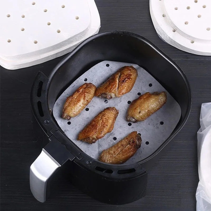 50pcs Bamboo Steamer Papers Disposable Non-Stick Steamer Mat Oil Paper Air Fryer Oven Kitchen Pan Pad Airfryer Bakpapier Beauty World Shop