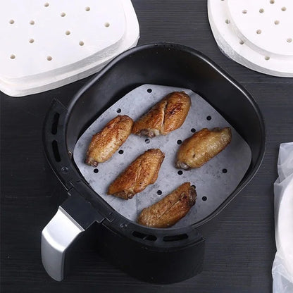 50pcs Bamboo Steamer Papers Disposable Non-Stick Steamer Mat Oil Paper Air Fryer Oven Kitchen Pan Pad Airfryer Bakpapier Beauty World Shop