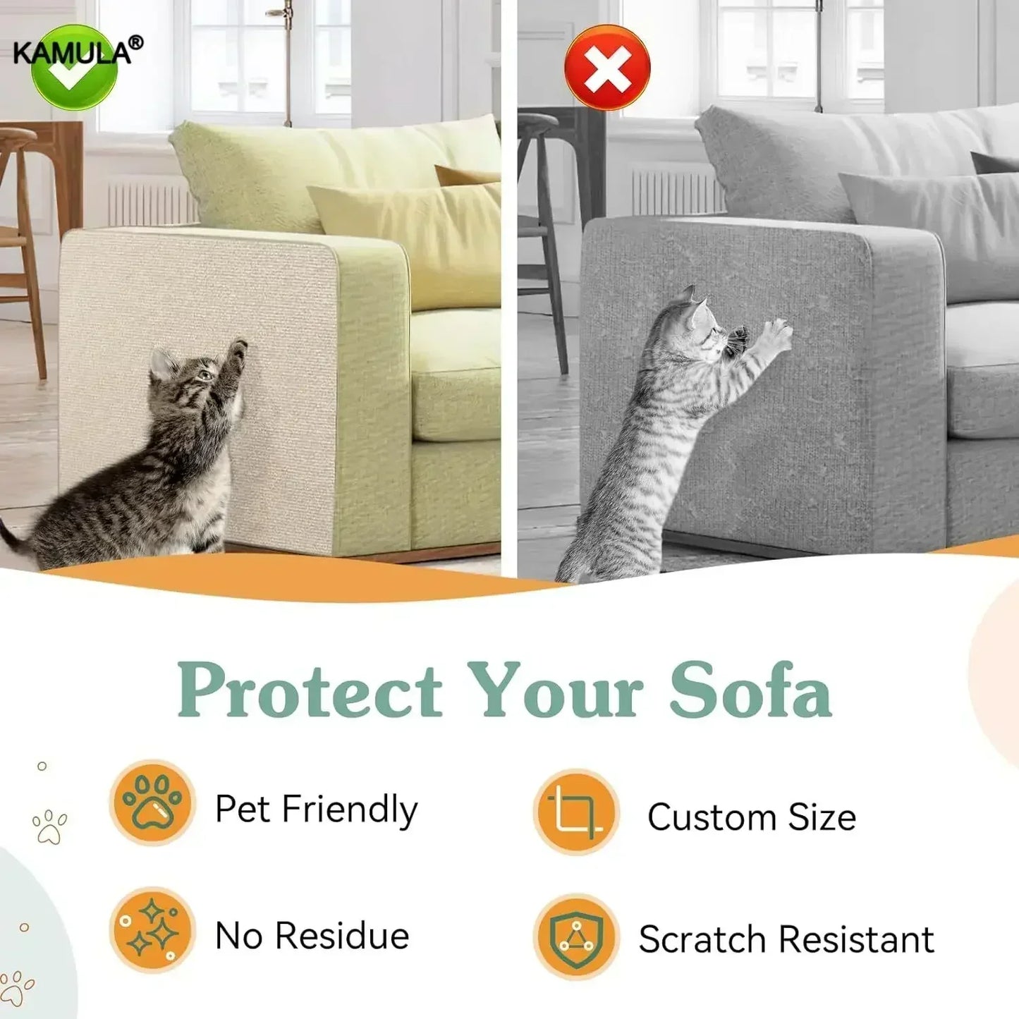 Wall Self-Adhesive Anti Cat Scratch Sofa Protector DIY Cats Scratch Protection Paws Sharpen Trimmable Carpet Cats Scratch Board